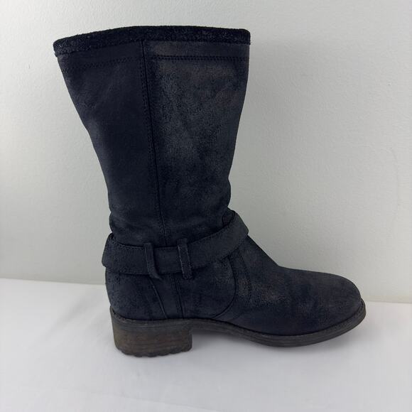 UGG Silva‎ black suede Moto boots W-6 - Picture 4 of 10